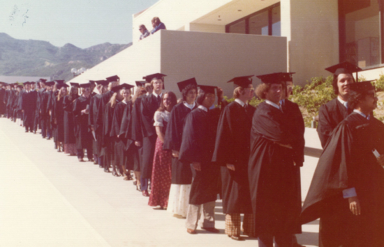 Graziadio graduates lining up