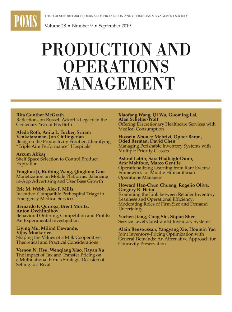 Production and Operations Management journal cover
