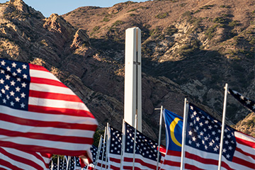 US Flags on the Pepperdine Malibu Campus