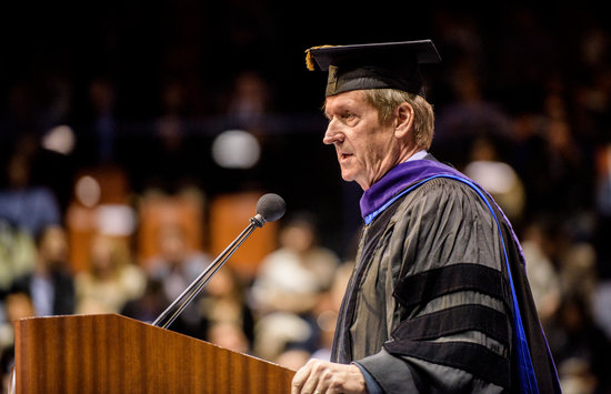 Senior Fellow Don Bailey at Commencement ceremony