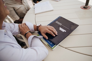 Student sitting outside