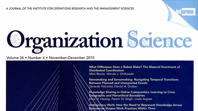 Organization Science journal cover