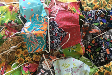 Pile of decorated face masks