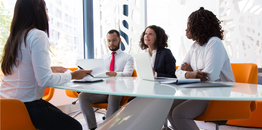 Human Resources professional conducting an interview with a job candidate