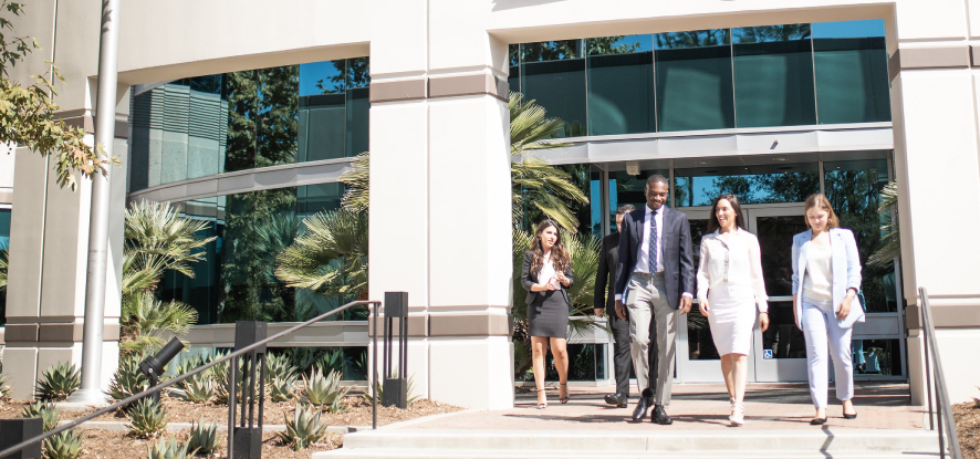 Students walking on campus