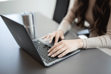 Student using laptop computer