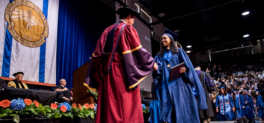 Graziadio student receiving her diploma