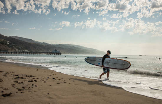 Surfer on Malibu Beach