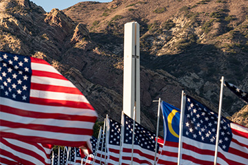 US Flags on Malibu campus